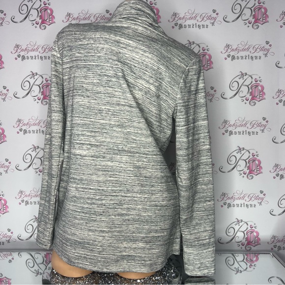 Danskin wrap cardigan sweater heathered grey black white button up versatile - Picture 4 of 10